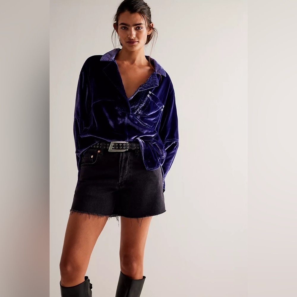 New! Free People We The Free Peyton Velvet Purple Pullover Tunic ๐๐ XS NWT! - Picture 2 of 10